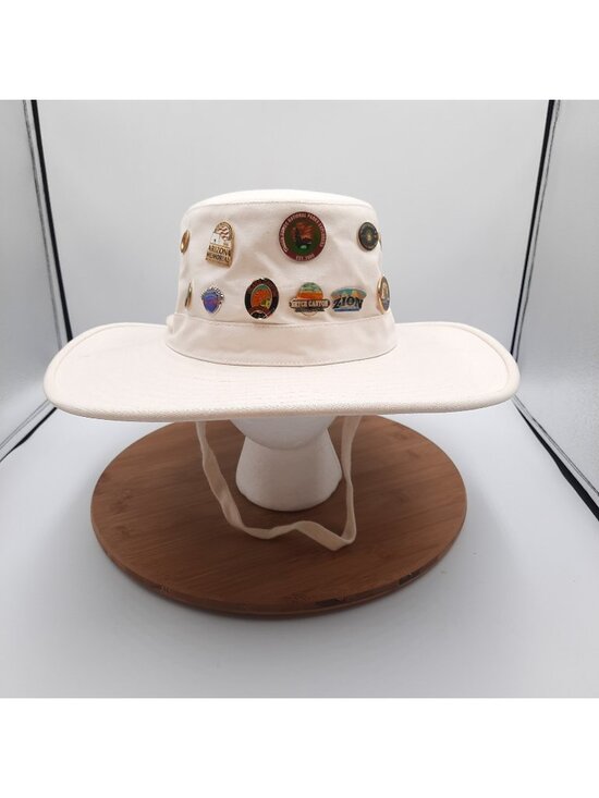 National Park Service NPS Pin Collection w/ Tilley T3 Endurables Hat Size 7 1/2